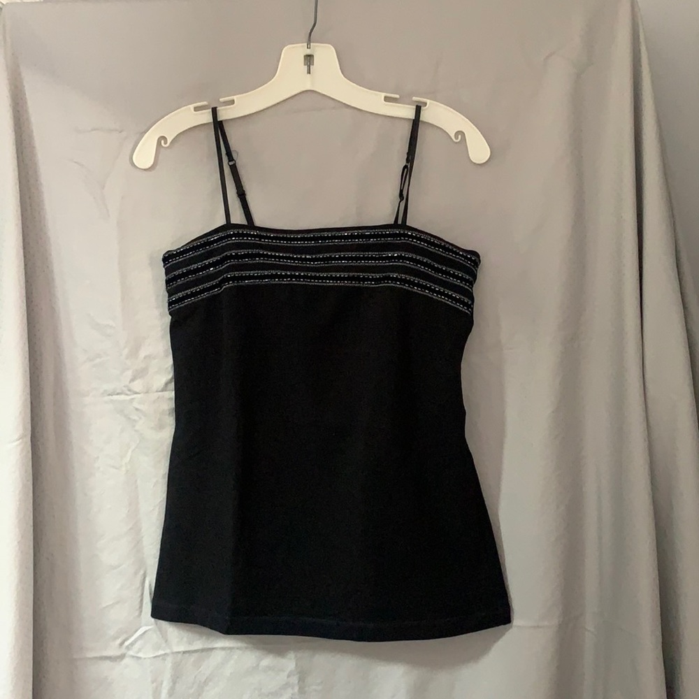 Express black tank top. Beaded top, adjustable straps, built in extra support.